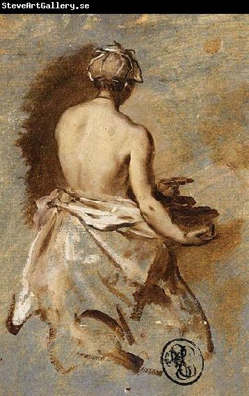 Nicolas Vleughels Young Woman with a Nude Back Presenting a Bowl